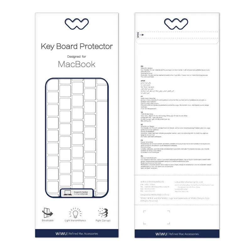Wiwu Laptop Keyboard Protector For Macbook Pro 13 and 16- Clear - Tashqila Wiwu Laptop Keyboard Protector For Macbook Pro 13 and 16- Clear - Tashqila